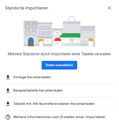 Google My Business Standorte importieren