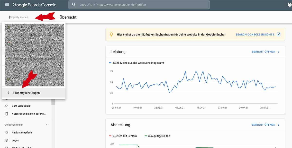 Property hinzufügen in der GSC