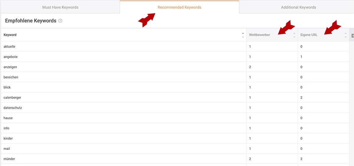 Searchmetrics Keywords