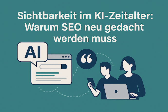 Illustration zum Thema Sichtbarkeit im KI-Zeitalter mit Fokus auf SEO und KI