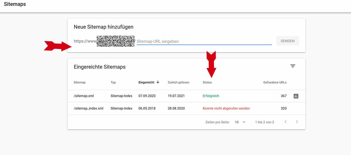 Sitemap über die GSC einreichen